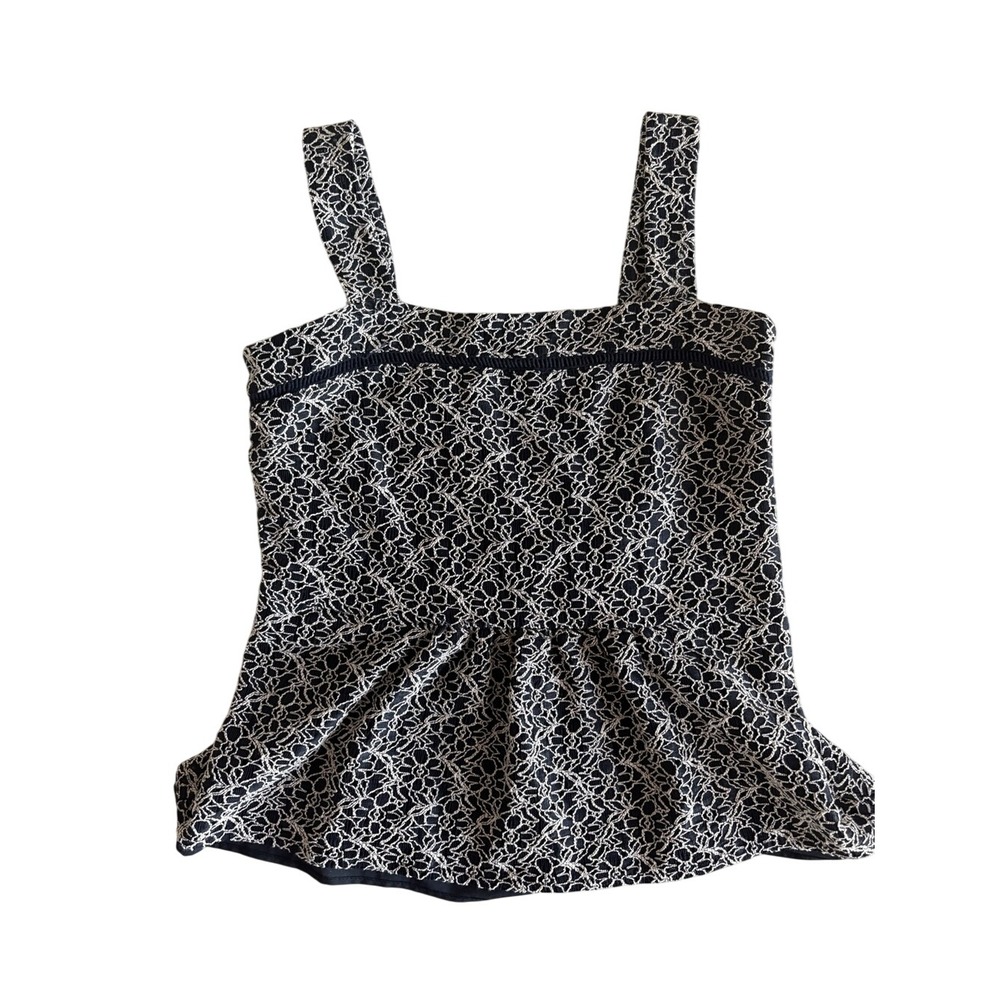 Banana Republic Black & White Lace-Inspired Peplum Tank